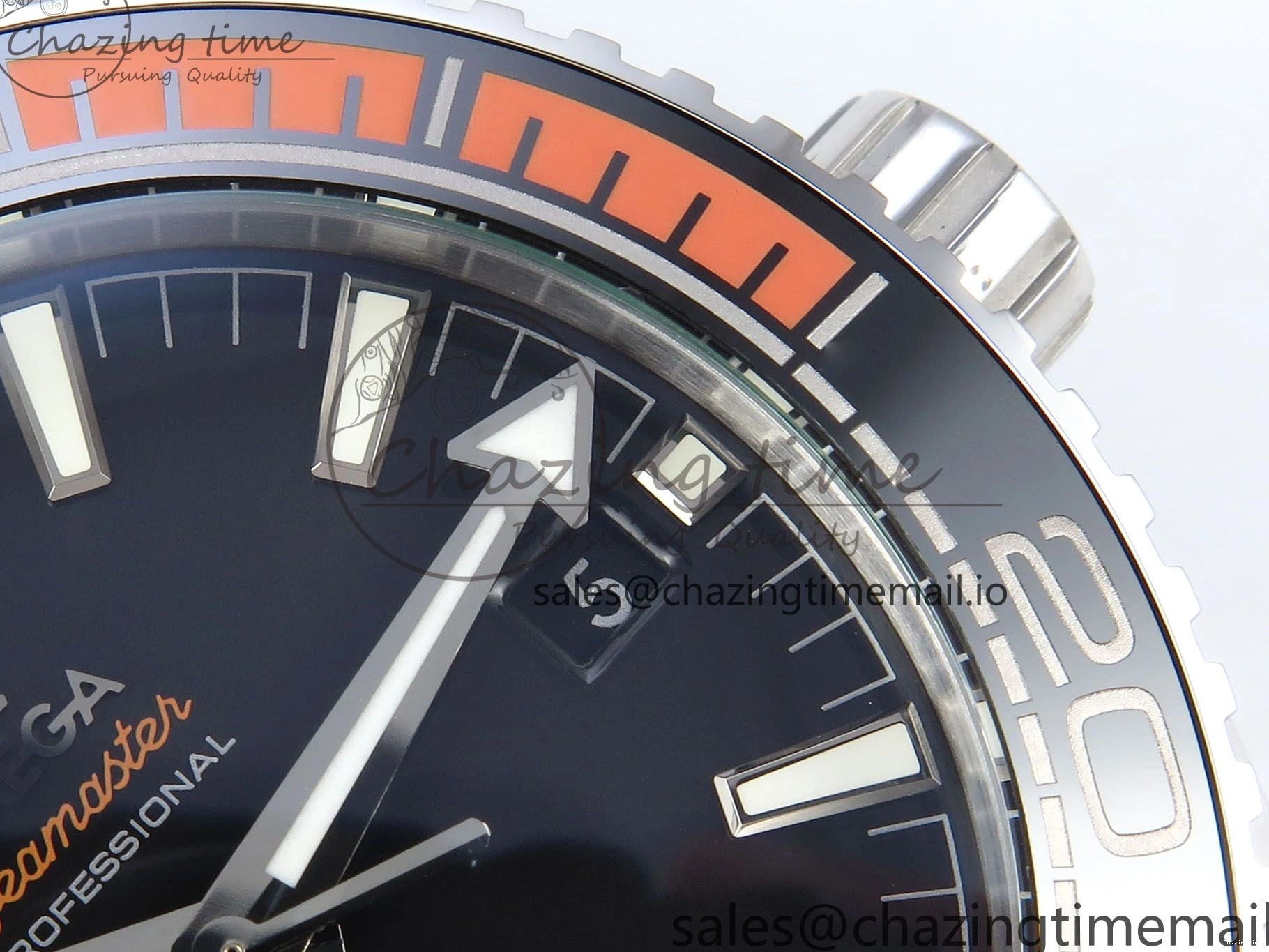0509 WrinkleFree Seamaster Planet Ocean 600M 43.5mm SS SCF 1:1 Best Edition Black Orange Bezel Black Dial on SS Bracelet A8900 Super Clone 7682